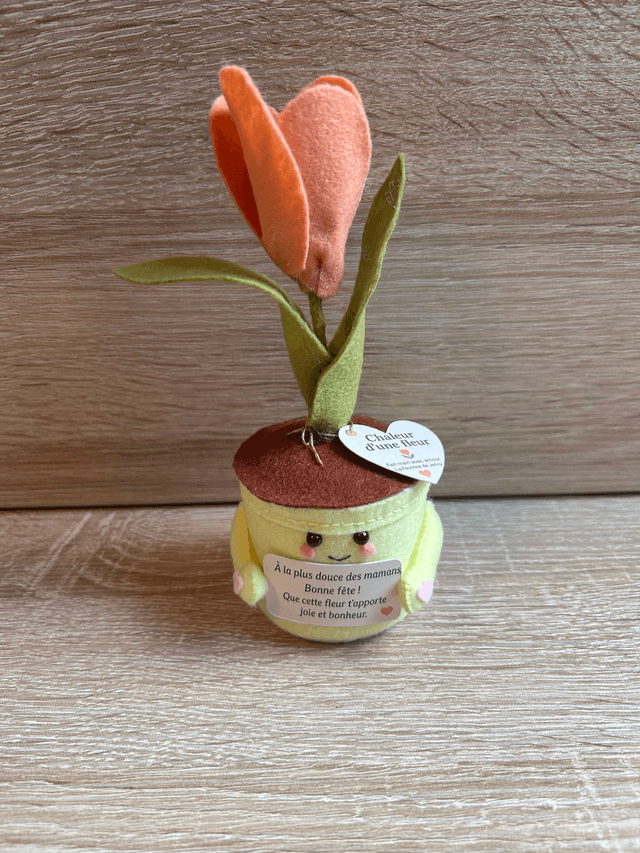 Pot &quot;Chaleur d&#039;une fleur&quot;- Déco feutrine fait main 